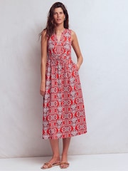 Boden Red Delphine Midi Jersey Dress - Image 6 of 7