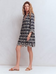 Boden Blue Carmen Broderie Short Dress - Image 4 of 6