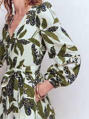 Boden Green Florence Linen Blend Dress - Image 2 of 6