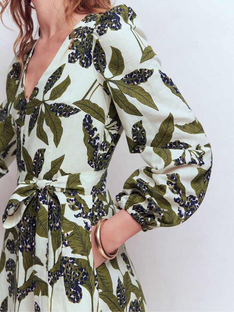 Boden Green Florence Linen Blend Dress - Image 2 of 6