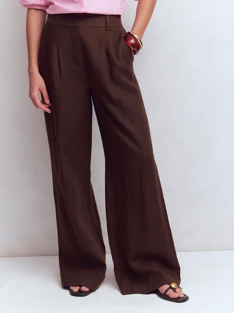 Boden Brown Kensington Linen Trousers - Image 2 of 6