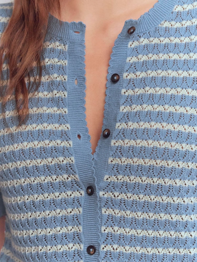Boden Blue Dot Pointelle Cardigan - Image 2 of 6