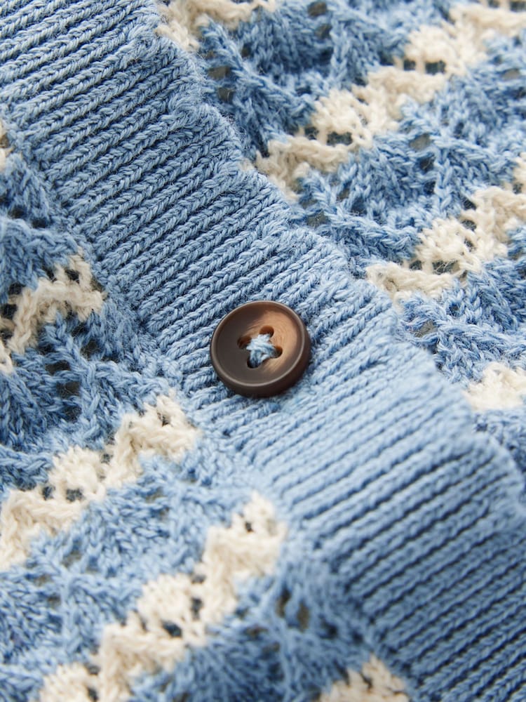 Boden Blue Dot Pointelle Cardigan - Image 6 of 6