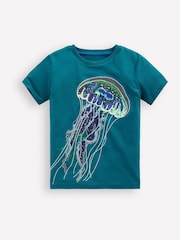 Ocean Blue Depths Maneter - Boden T-skjorte som lyser i mørket - Bilde 1 av 3