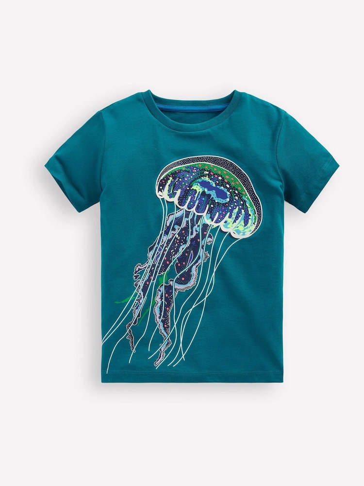Ocean Blue Depths Maneter - Boden T-skjorte som lyser i mørket - Bilde 1 av 3