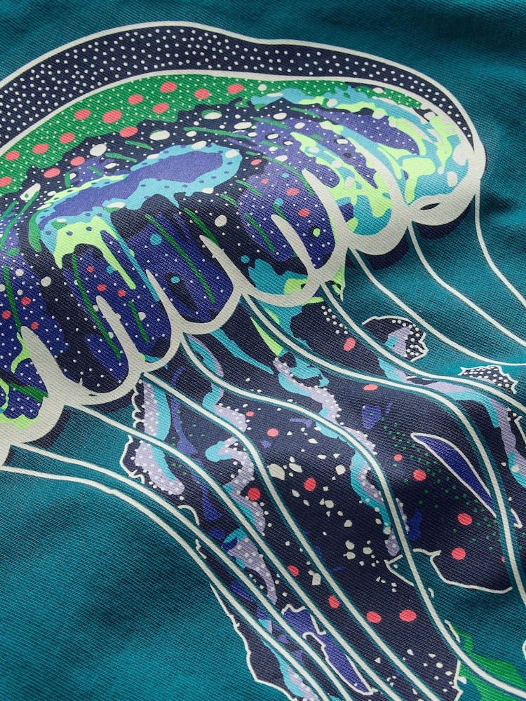 Ocean Blue Depths Maneter - Boden T-skjorte som lyser i mørket - Bilde 3 av 3