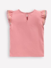 Boden Pink Flutter Sleeve Trim Top - Image 2 of 3