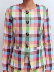 Boden Pink & Blue Hampstead Linen Blazer - Image 2 of 7
