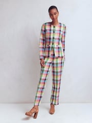 Boden Pink & Blue Hampstead Linen Blazer - Image 4 of 7