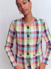 Boden Pink & Blue Hampstead Linen Blazer - Image 6 of 7