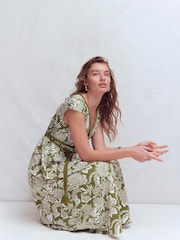 Boden Green Heidi Ruched Rope Jersey Dress - Image 5 of 6