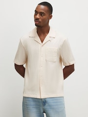 River Island Off White Seersucker Revere Shirt - Image 1 of 4