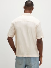 River Island Off White Seersucker Revere Shirt - Image 2 of 4