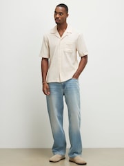 River Island Off White Seersucker Revere Shirt - Image 3 of 4
