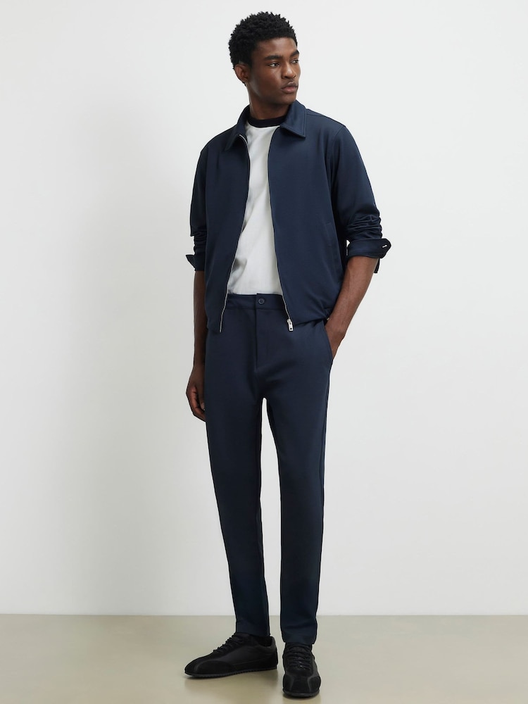 River Island Blue Slim Fit Pique Fixed Waist Joggers - Image 1 of 4