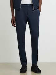 River Island Blue Slim Fit Pique Fixed Waist Joggers - Image 2 of 4