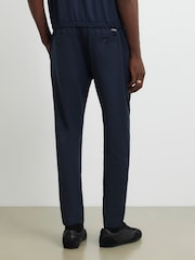 River Island Blue Slim Fit Pique Fixed Waist Joggers - Image 3 of 4