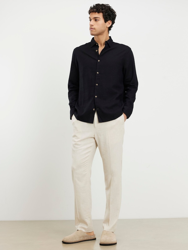 River Island Black Regular Fit Linen Blend Shirt - Image 2 of 4
