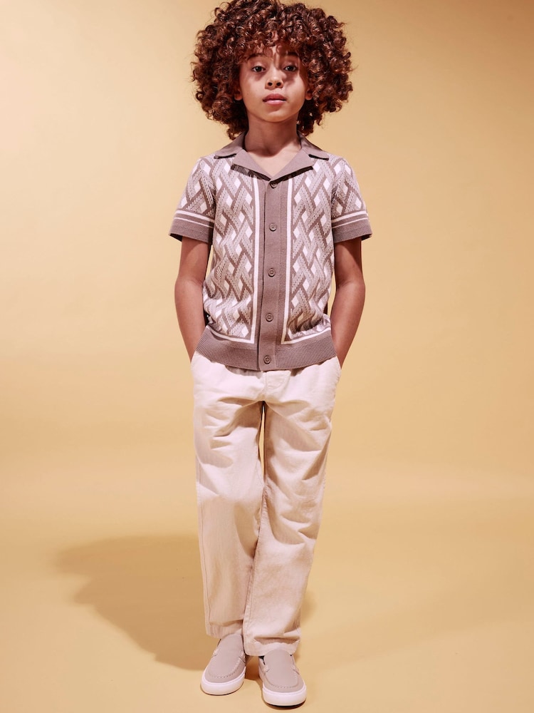 River Island Natural Regular Fit Pull on Trousers - Image 1 of 6