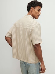 River Island Natural Textured Stripe Revere Shirt - Image 2 of 4