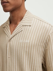 River Island Natural Textured Stripe Revere Shirt - Image 4 of 4