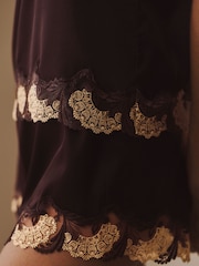 AIYLA Chocolate Brown Swiss Designed Embroidered  Silk Camisole - Image 6 of 10