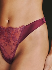 AIYLA Burgundy Red Thong Lace & Silk Knickers - Image 4 of 4