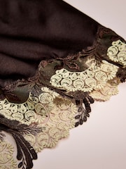 AIYLA Chocolate Brown Swiss Designed Embroidered Silk Shorts - Image 7 of 9