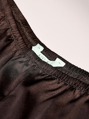 AIYLA Chocolate Brown Swiss Designed Embroidered Silk Shorts - Image 8 of 9
