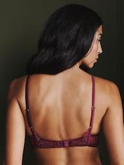 AIYLA Burgundy Red Non Padded Balcony Lace & Silk Bra - Image 3 of 5