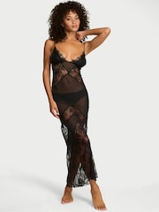Victoria's Secret Black Chiffon Lace Maxi Slip Dress - Image 1 of 3