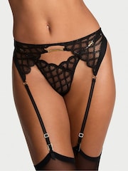 Victoria's Secret Black Viper Embroidery Garter Belt - Image 2 of 3