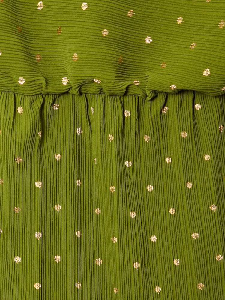 Never Fully Dressed Green Mini Plisse Tilly Dress - Image 4 of 4