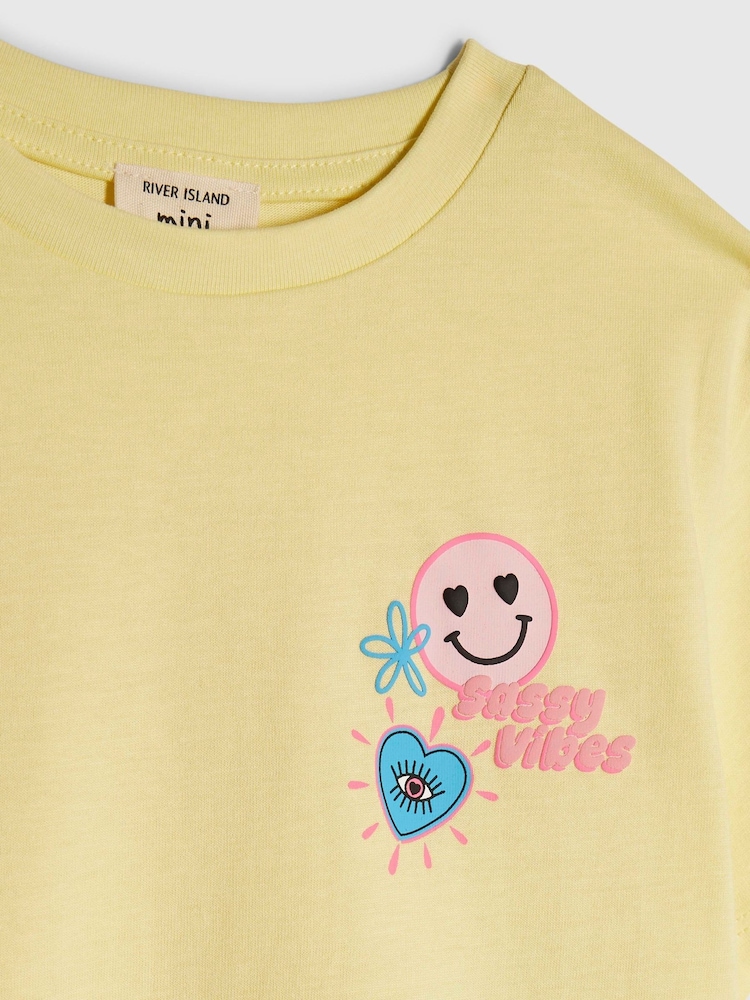 River Island Yellow Sassy Vibes T-Shirt & Shorts Set - Image 5 of 5 River Island Yellow Sassy Vibes T-Shirt & Shorts Set - Image 5 of 5