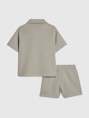 River Island Green Oversized Stripe Revere Shirt & Shorts Set - Image 3 of 5