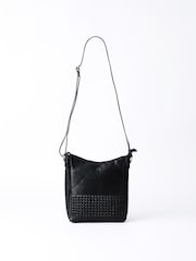 Lakeland Leather Black Waverton Woven Medium Cross-Body Bag - Image 3 of 6