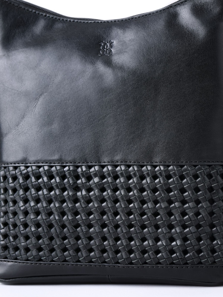 Lakeland Leather Black Waverton Woven Medium Cross-Body Bag - Image 6 of 6