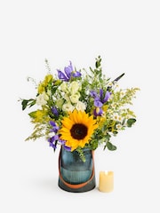 Summer Sunflower Mix Flower Bouquet With Vase and Candle - Image 3 of 5