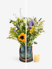 Summer Sunflower Mix Flower Bouquet With Vase and Candle - Image 4 of 5
