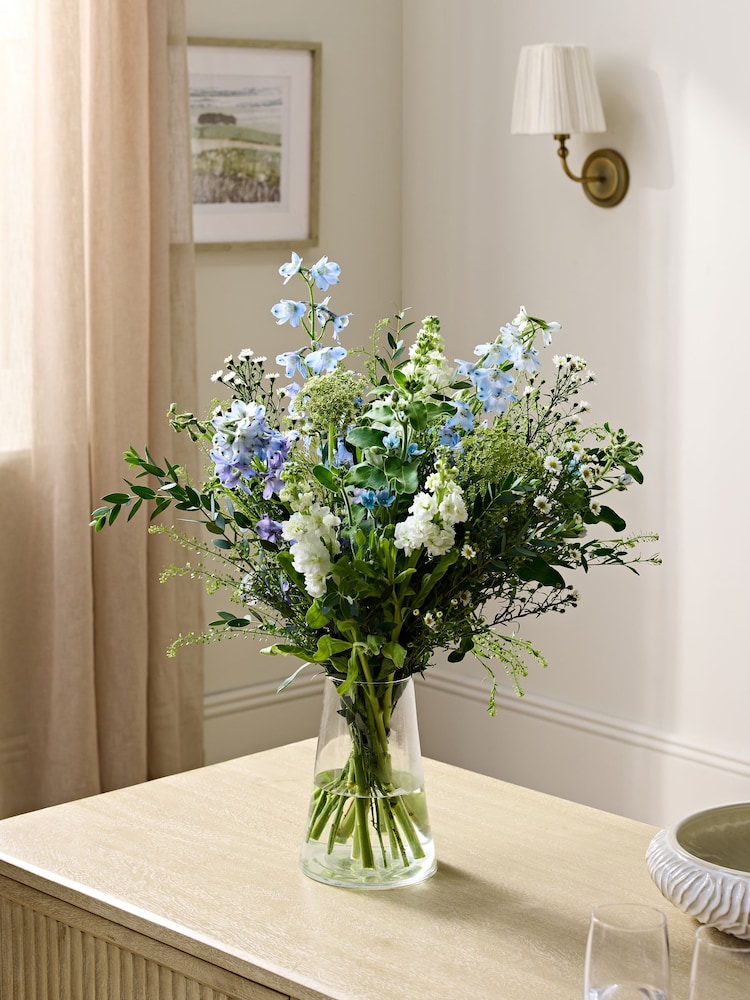 Blue & White Stocks and Delphinium Fresh Flower Bouquet - Image 2 of 6