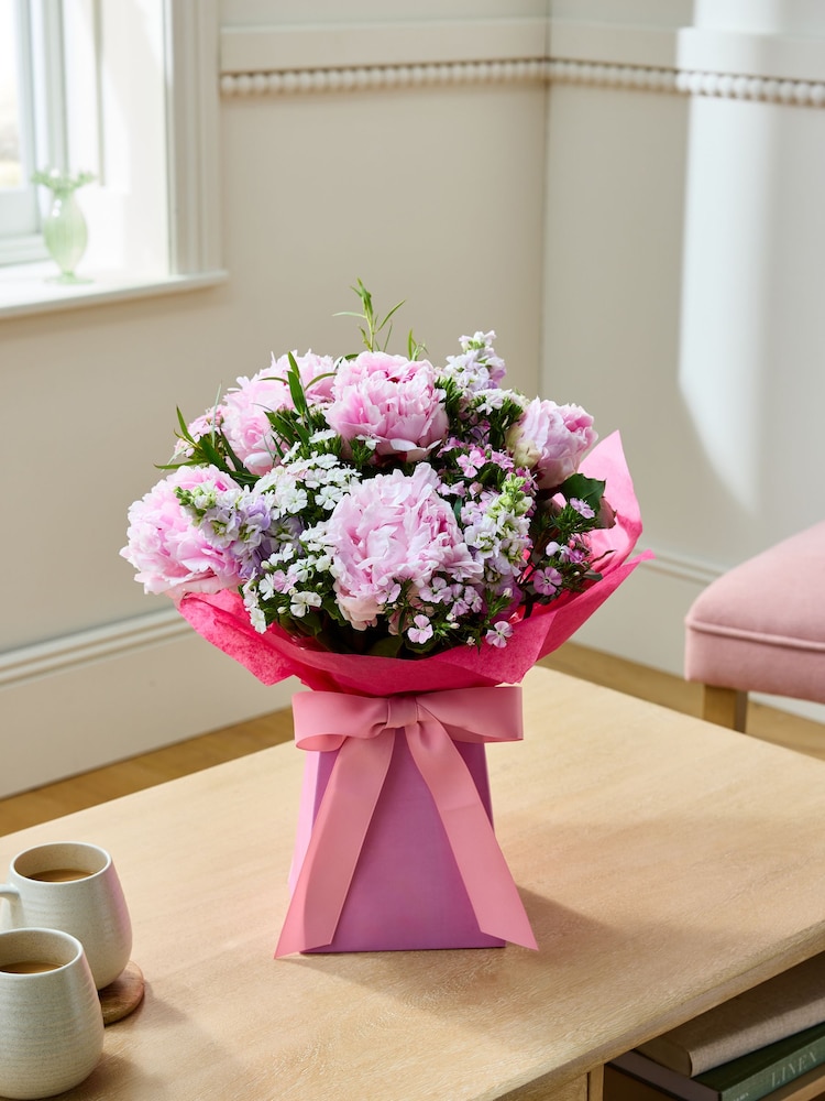 Pink Peonies Fresh Flower Bouquet in Gift Bag - Image 1 of 5