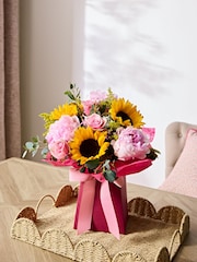 Sunflower & Peony Summer Flower Bouquet in Gift Bag - Image 1 of 6