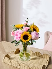 Sunflower & Peony Summer Flower Bouquet in Gift Bag - Image 2 of 6