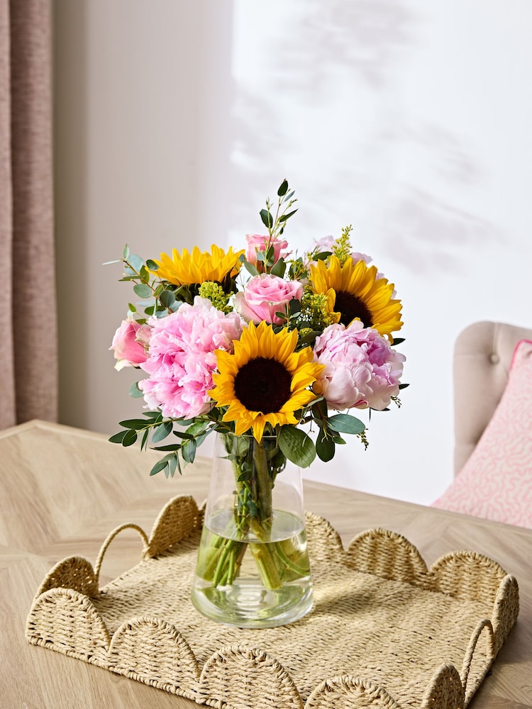 Sunflower & Peony Summer Flower Bouquet in Gift Bag - Image 2 of 6