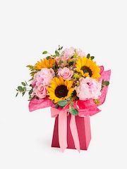 Sunflower & Peony Summer Flower Bouquet in Gift Bag - Image 3 of 6
