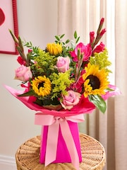 Sunflower and Gladioli Summer Flower Bouquet in Gift Bag - Image 1 of 3
