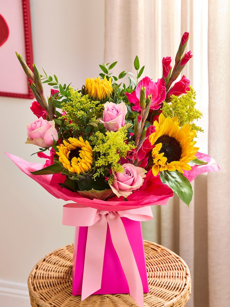 Sunflower and Gladioli Summer Flower Bouquet in Gift Bag - Image 1 of 3 Sunflower and Gladioli Summer Flower Bouquet in Gift Bag - Image 1 of 3