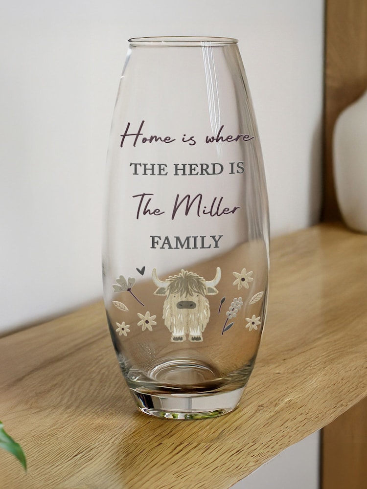 Personalised Personalised Highland Cow Flower Vase by PMC - Image 1 of 4