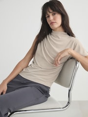 Piedra - Asymmetric Draped Short Sleeve Top - Imagen 1 de 8