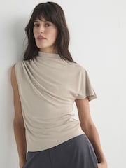 Piedra - Asymmetric Draped Short Sleeve Top - Imagen 3 de 8